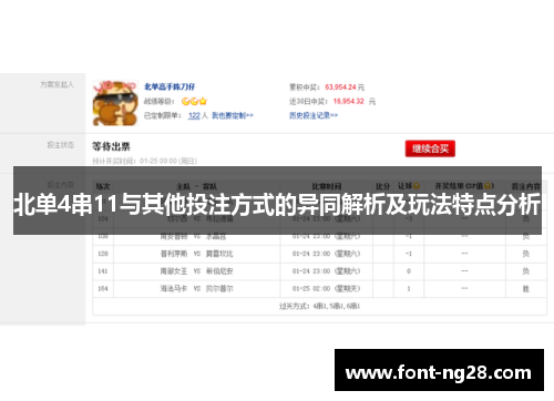 北单4串11与其他投注方式的异同解析及玩法特点分析
